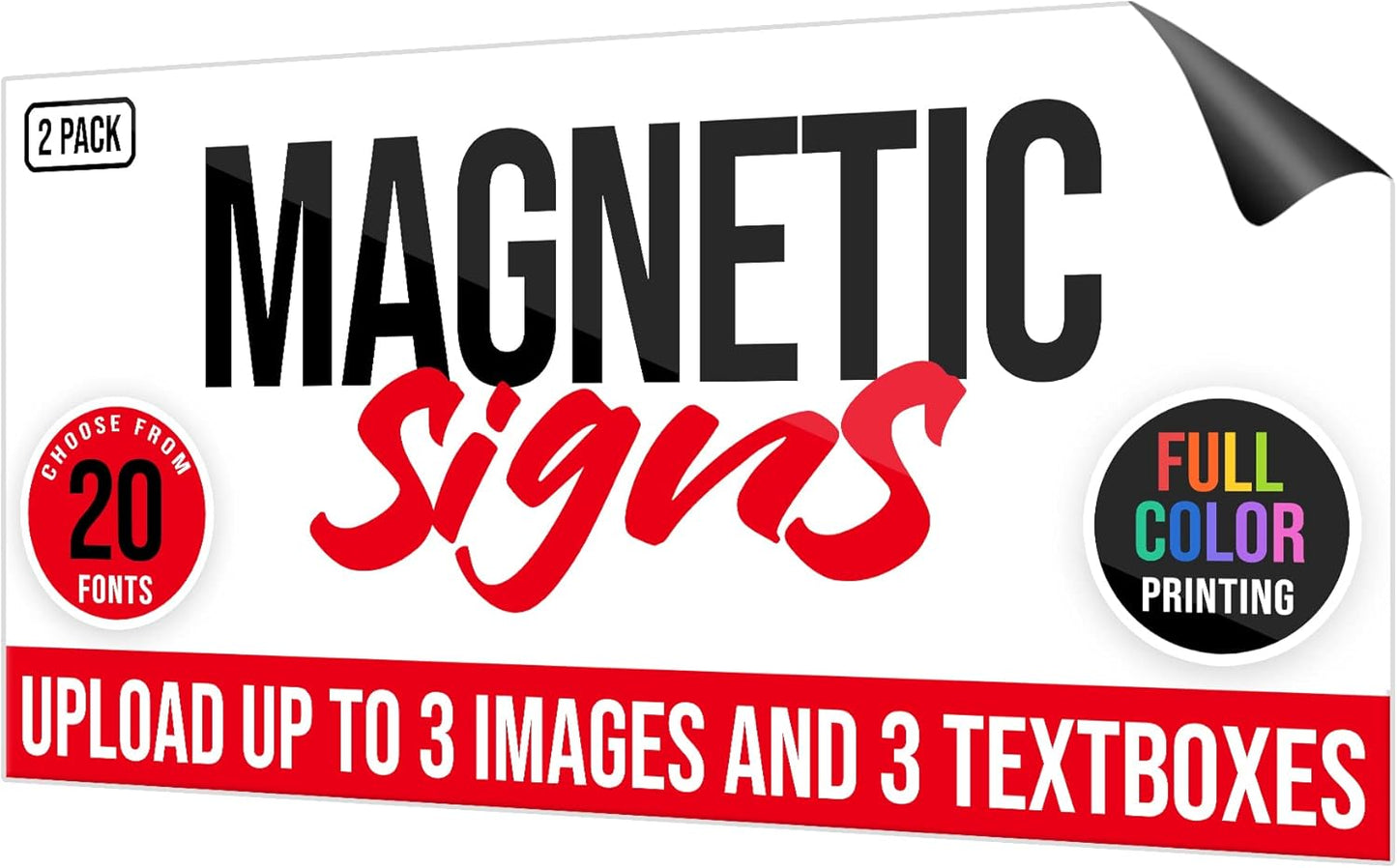 2 Pack, Personalized Magnetic Signs for Vehicles, Custom Car Magnets for Businesses, Customized Full Color Magnetic Truck Signs, 12x24 Car Magnet Signs (Design A)