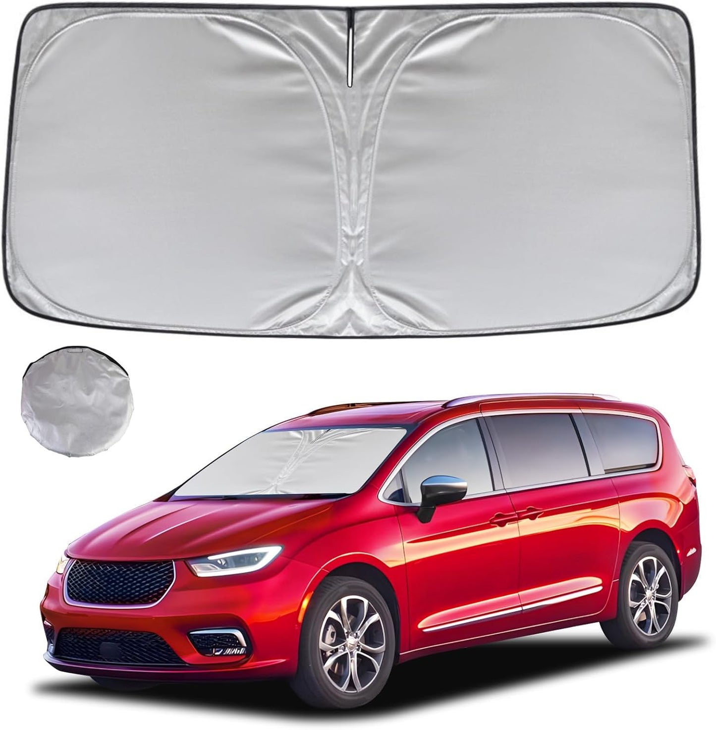 KAYZT Windshield Sun Shade for 2017-2025 2026 Chrysler Pacifica Minivan Foldable Sunshade Front Window Custom Fit Car Accessories