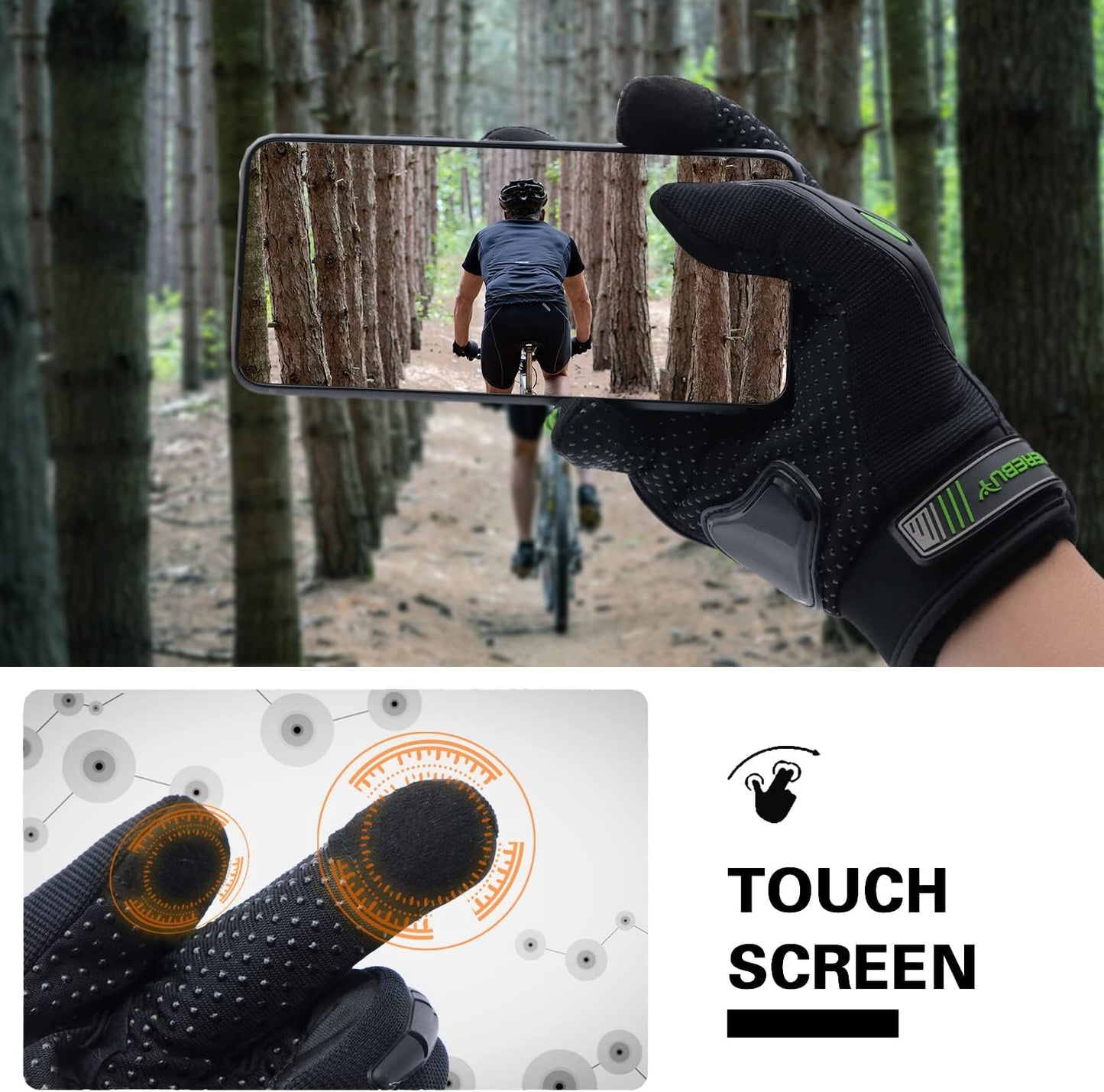 Motorcycle Gloves Touch Screen Full Finger Riding Gloves Knuckle Protection for Men and Women for Dirt Riding, Road Racing, Cycling, Climbing Work Outdoor Sports