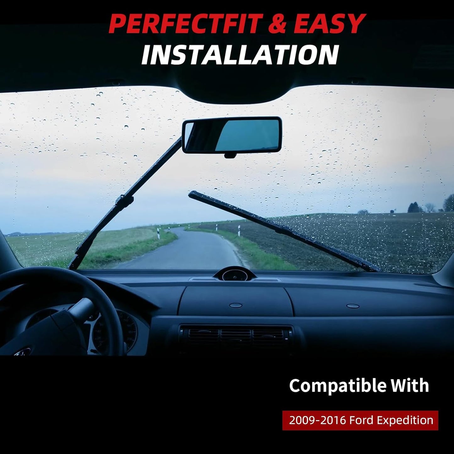 OTUAYAUTO Premium Windshield Wiper Blades - Replacement for Ford Expedition 2009-2016 - Precision Fit, All-Weather Performance, Front and Rear Wiper Blades, J/U Hook - 22"+22"+16" (Pack of 3)