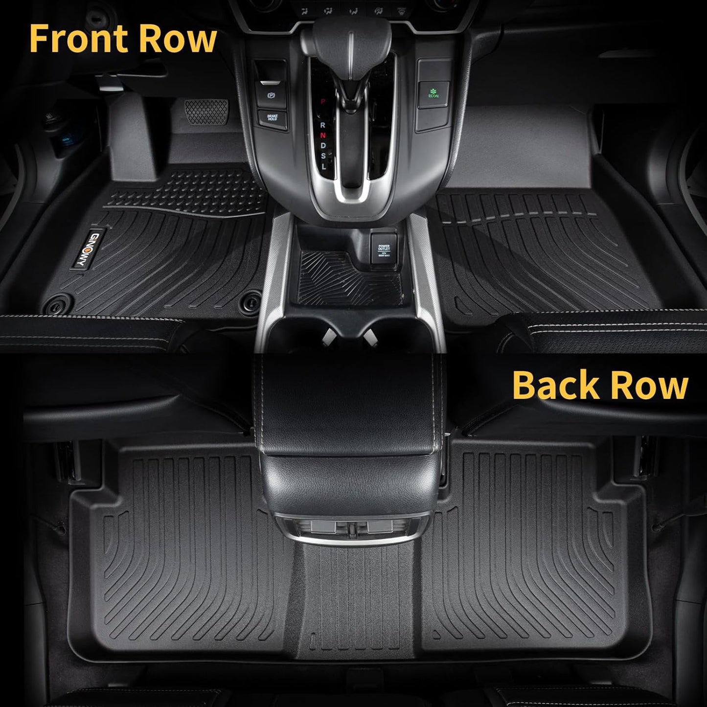 GINOWY-Floor Mats & Cargo Liner for Honda HRV 2016-2022 AWD Models, TPE All Weather HR-V Car Mats Custom fit Anti-Slip Trunk Cargo Mat Waterproof HRV Accessories Mats Black