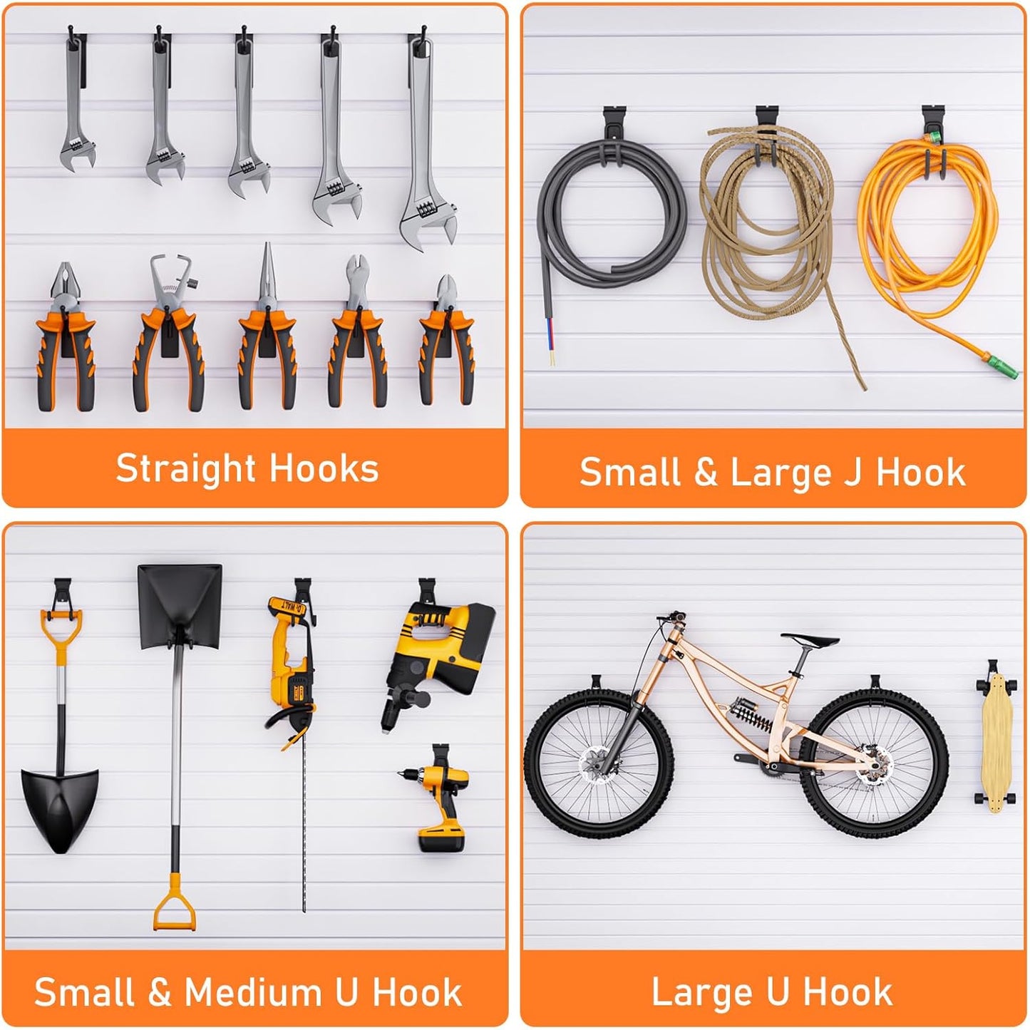 INCLY 24 Pack Heavy Duty Slatwall Hooks, Black Garage Slatwall Panel Accessories Utility Hooks, Slat Wall Hanging Hooks and Hangers for Garages, Sheds, Basements