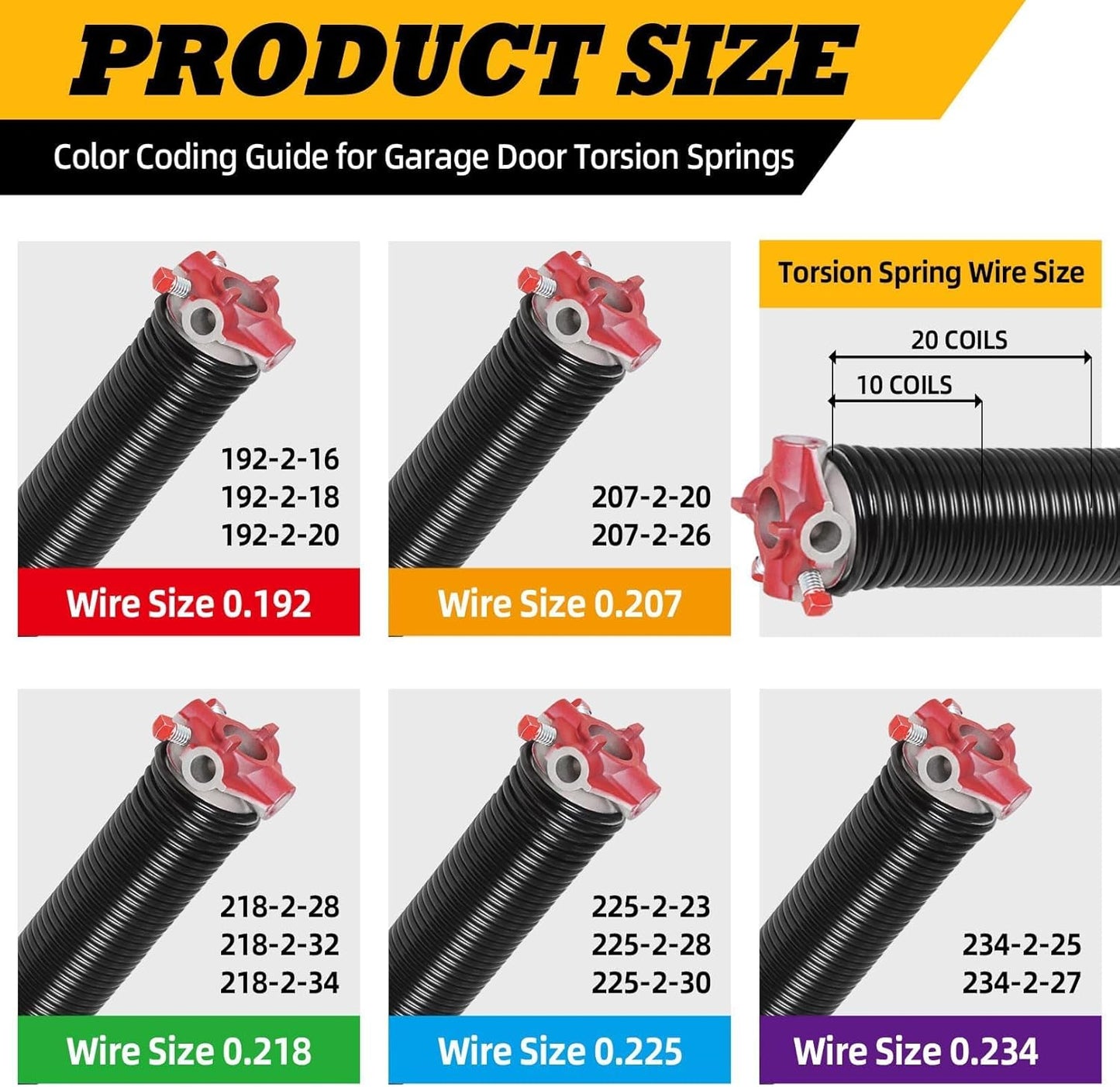 Pair of 2"Garage Door Torsion Springs Set with Non-Slip Winding Bars, Electrophoretic Coated (0.225X2"X30")