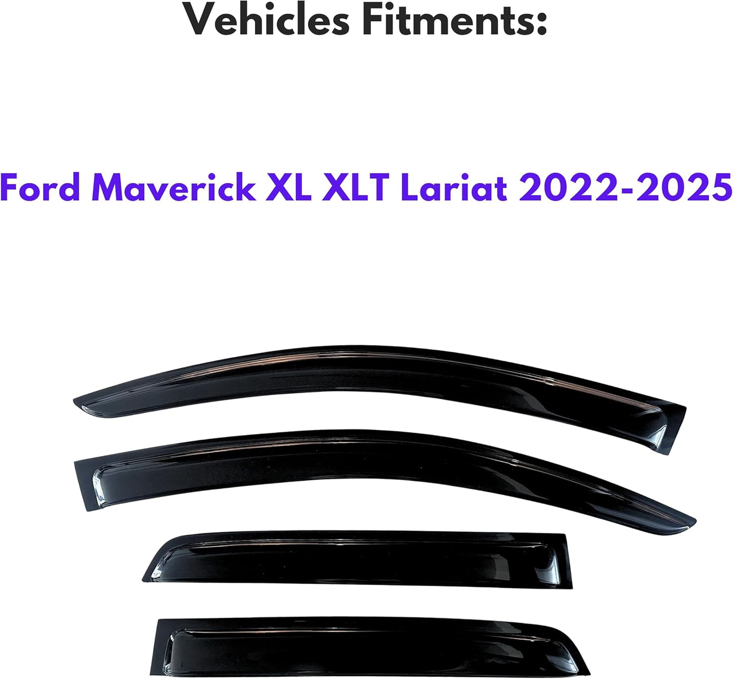KPY Window Visor Compatible with Ford Maverick XL XLT Lariat 2022-2025, 4PC Rain Guard Side Window Vent Deflectors Tape-On Style, 2022 2023 2024 2025