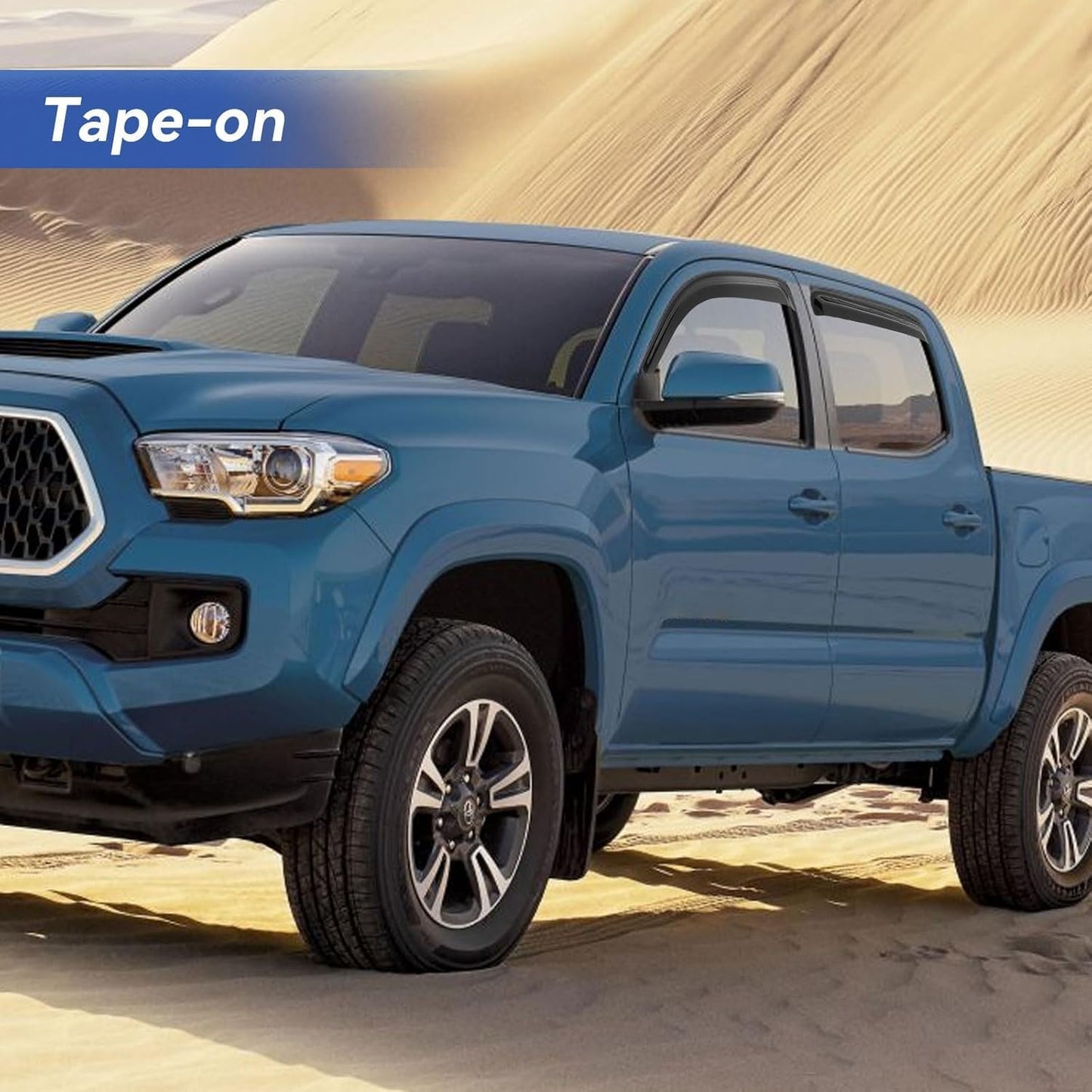 Window Visors Rain Guards for Toyota Tacoma 2005-2023 Double Cab/Full-Size Cab, Out-Channel Window Vent Wind Deflectors Visors Shades for 05-23 Tacoma Crew Cab