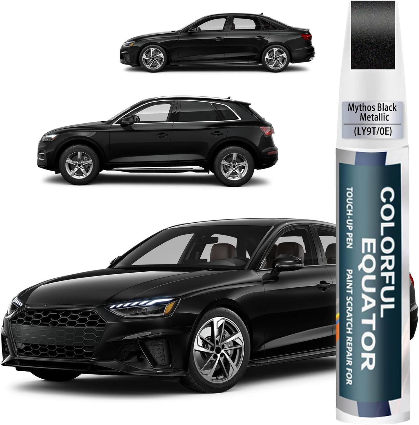Mythos Black Metallic(LY9T/0E) Touch Up Paint Compatible with Audi, Car Paint Pen Scratch Repair Two-In-One Touch Up Paint, Premium Car Scratch Remover for Deep Scratches