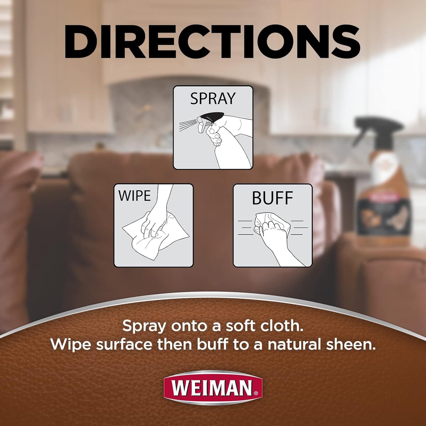 Weiman Leather Conditioner & Cleaner - Restores Surfaces, UV Protectants Help Prevent Cracking or Fading of Furniture, Sofa, Couch, Car Seats, Shoes, Purses, 6 Pack, 22 Oz