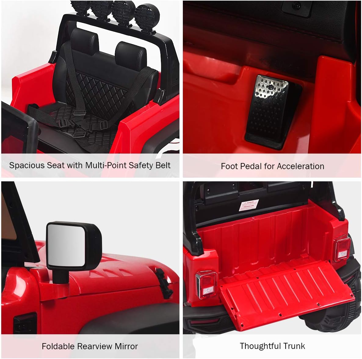 Costzon Ride on Car, 12V Battery Powered Electric Vehicle w/Parent Remote Control, Spring Suspension, Storage, 3 Speeds, LED Light, MP3, Music, USB & AUX Port, Electric Car for Kids (Red)