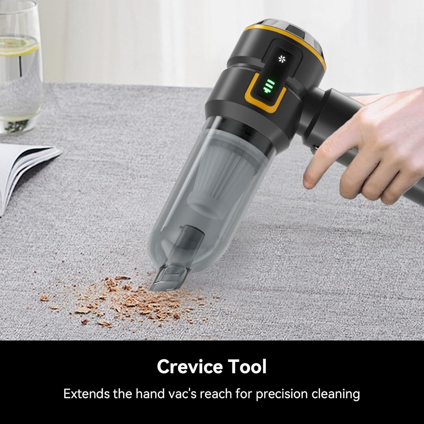 Car Vacuum Cleaner,Advanced Clean Cordless Handheld Vacuum, Compact Home and Car Vacuum with Crevice Tool,Digital Display Vacuum Cleaner