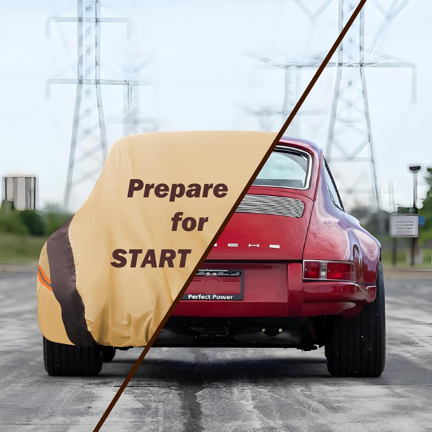 Car Cover Waterproof All Weather Compatible with Ford F150, Outdoor Anti-UV Sun Rain Protection Full Exterior Cover (Camel with Brown)