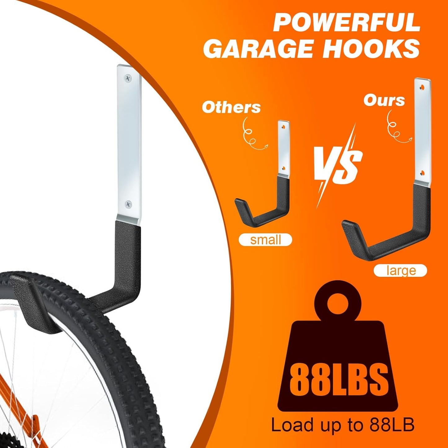 Garage Hooks Heavy Duty Bike Hooks for Garage Set of 8 Tool Organizers and Storage Wall Mount Storage Tool Holder Hanger for Garden Shed Shop Ladder