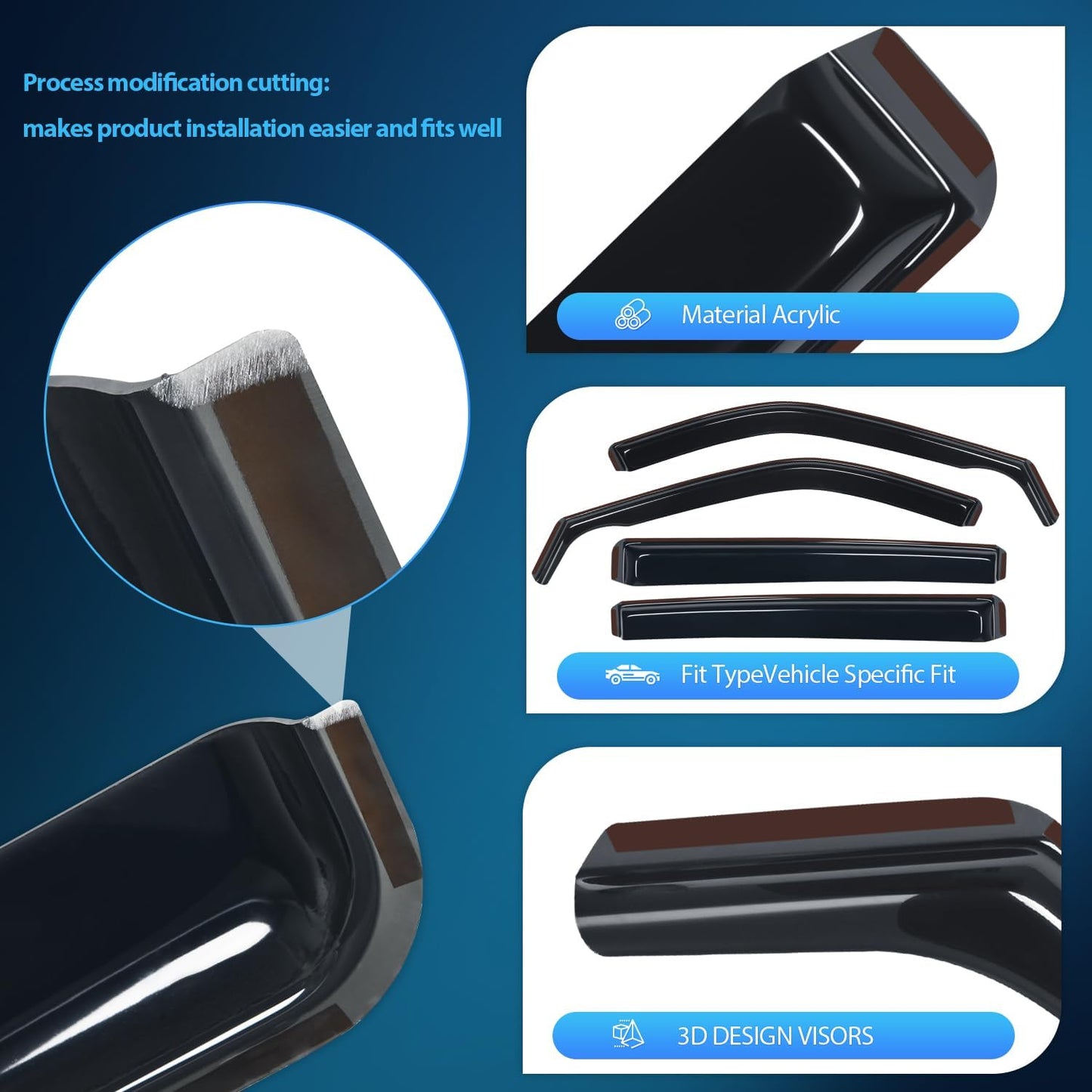 Nilight in Channel Window Deflectors for Ford Explorer 2020 2021 2022 2023 2024 Vent Window Visors, Rain Guards-4PCS