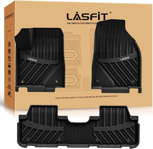 LASFIT Floor Mats for Toyota Highlander 2014-2019 (Not for Hybrid) All Weather Custom Fit Floor Liner for Highlander LE/XLE/SE/Limited/TPE Front and Rear 2 Row Car Mats,Black