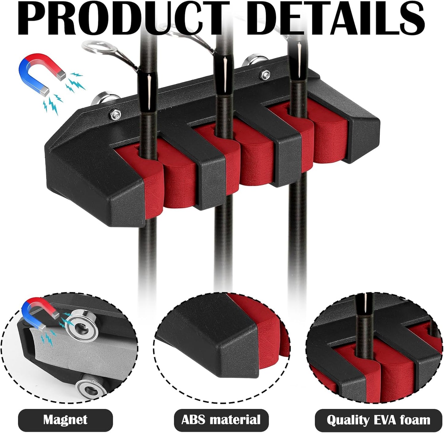 2 Pcs Magnetic Fishing Rod Holder for Car Fishing Pole Rack Vertical Rod Storage Holders for Truck Bed Boat Wall Garage Door