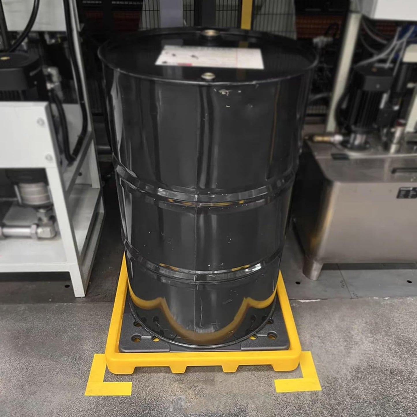 2 Drum Containment Spill Pallet, Polyethylene Low Profile Paint Bucket Tray, Industrial Garage Storage Detachable Shipping Leakproof Platform (Color : Yellow-1 Pack, Size : 26.4"x26.4"x3.9"