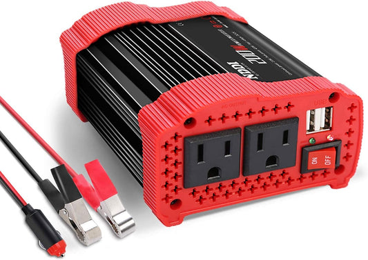 200W Car Power Inverter 12V DC to 110V AC Converter with 3.1 A Dual USB Quick Car Charger Adapter