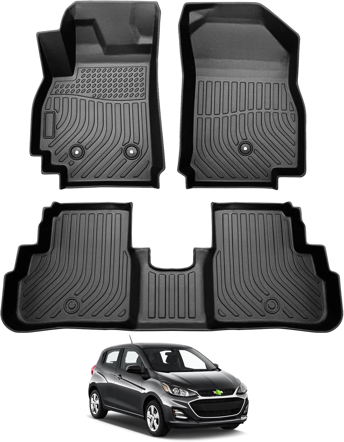 Cartist Floor Mats Compatible with Spark Accessories All Weather Floor Mat for 2016-2022 Chevy Chevrolet Spark Carpet Protection 3D TPE (Not Fit Spark EV)