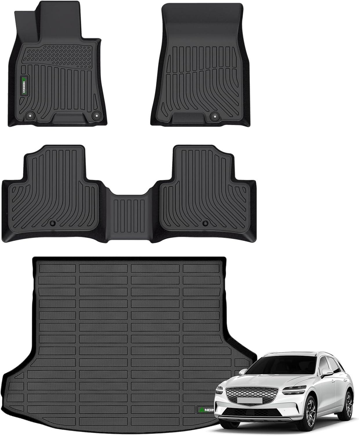 ANBINGO®-Floor Mats & Cargo Liner for Genesis GV70 2025 2024 2023 2022 (Not Fit Electrified GV70) Custom Fit Full GV70 All Weather Floor Mats Trunk mat GV70 Accessories - Black