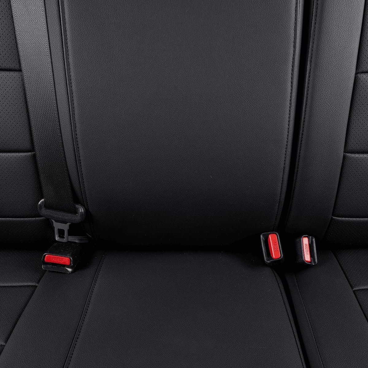 EKR Custom Fit Tacoma Car Seat Covers for Select Toyota Tacoma 2024 2025 Xtra Cab SR -Full Set,Leather(Black)