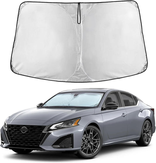 EcoNour Windshield Sunshade Compatible for Nissan Altima 2019-2024 2025-240T Polyester Material Cars Sun Visor Reflector Blocks UV Rays - Foldable Sunshade Interior Protection Accessories