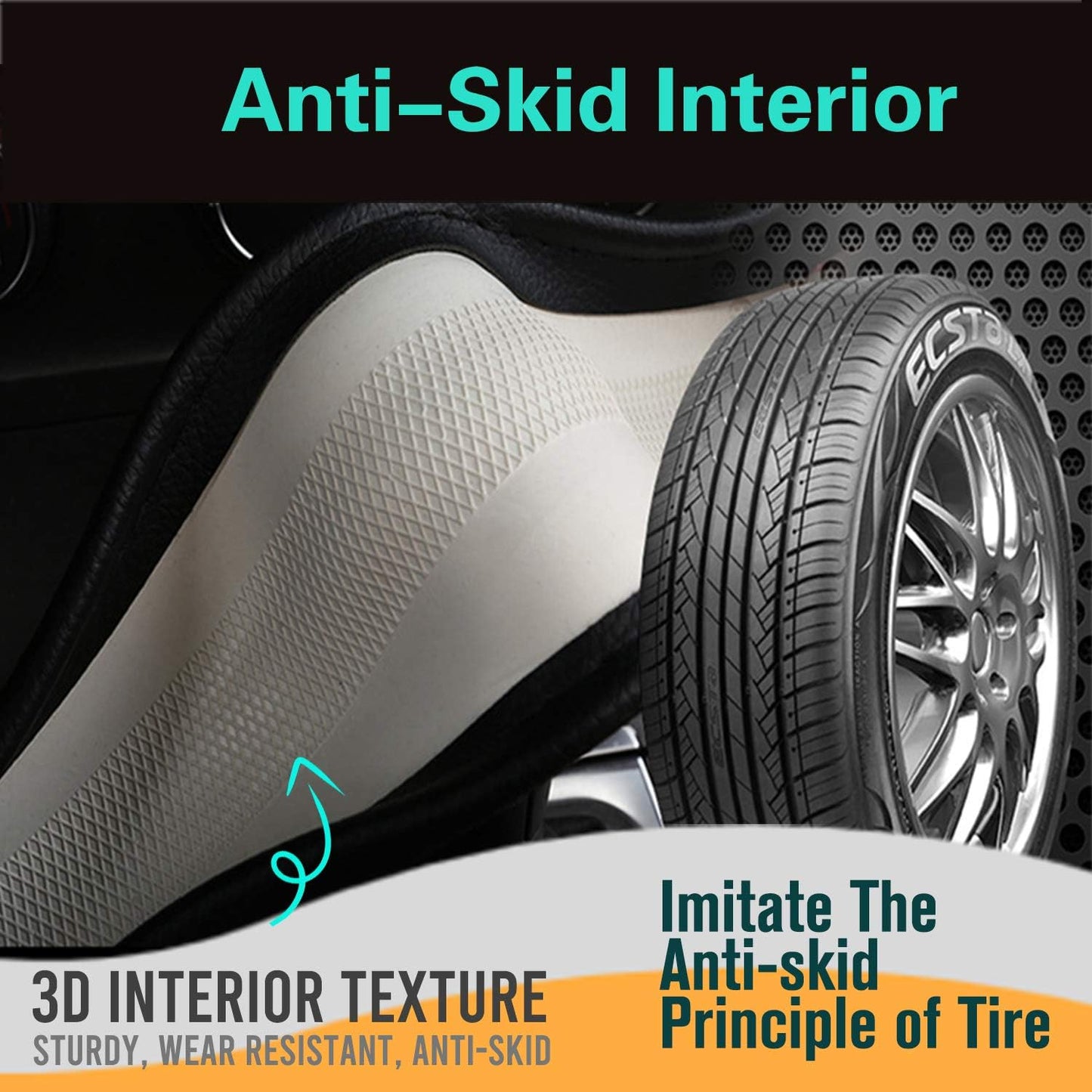 PINCTROT Small Size Steering Wheel Cover Great Grip with 3D Honeycomb Anti-Slip Design, 14 Inch (All Black)