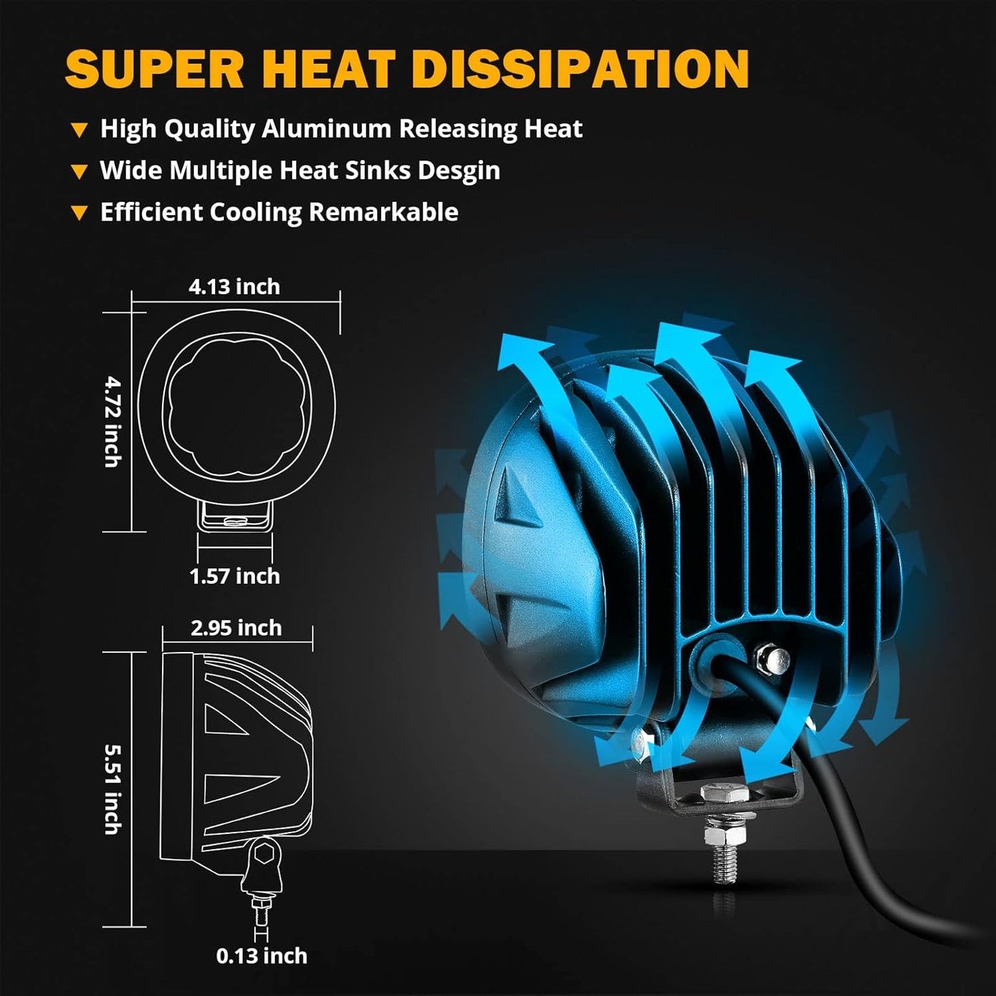 Auxbeam 4 Inch 90W Amber LED Fog Lights, 9000LM Super Bright Round Offroad Driving Pods, P4 Series Spot Beam Bumper Ditch Lights for Trucks, SUVs, Jeep Wrangler, ATV/UTV, Motorcycle, 2-Pack