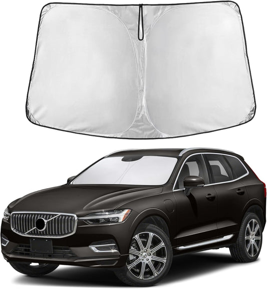 for Volvo XC60 2018-2024 2025 Windshield Sunshade- EcoNour 240T Polyester Material Cars Sun Visor Reflector Blocks UV Rays - Foldable Sunshade Interior Protection - Volvo XC60 Accessories
