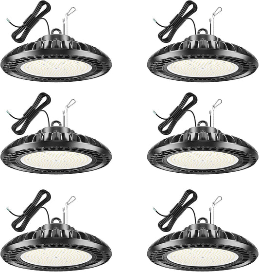 6 Pack 400W LED High Bay Light 56000LM 5000K 120VAC UFO Light IP65 Waterproof Dimmable Commercial Bay Lighting for Workshop|Garage|Factory -ETL&DLC Listed