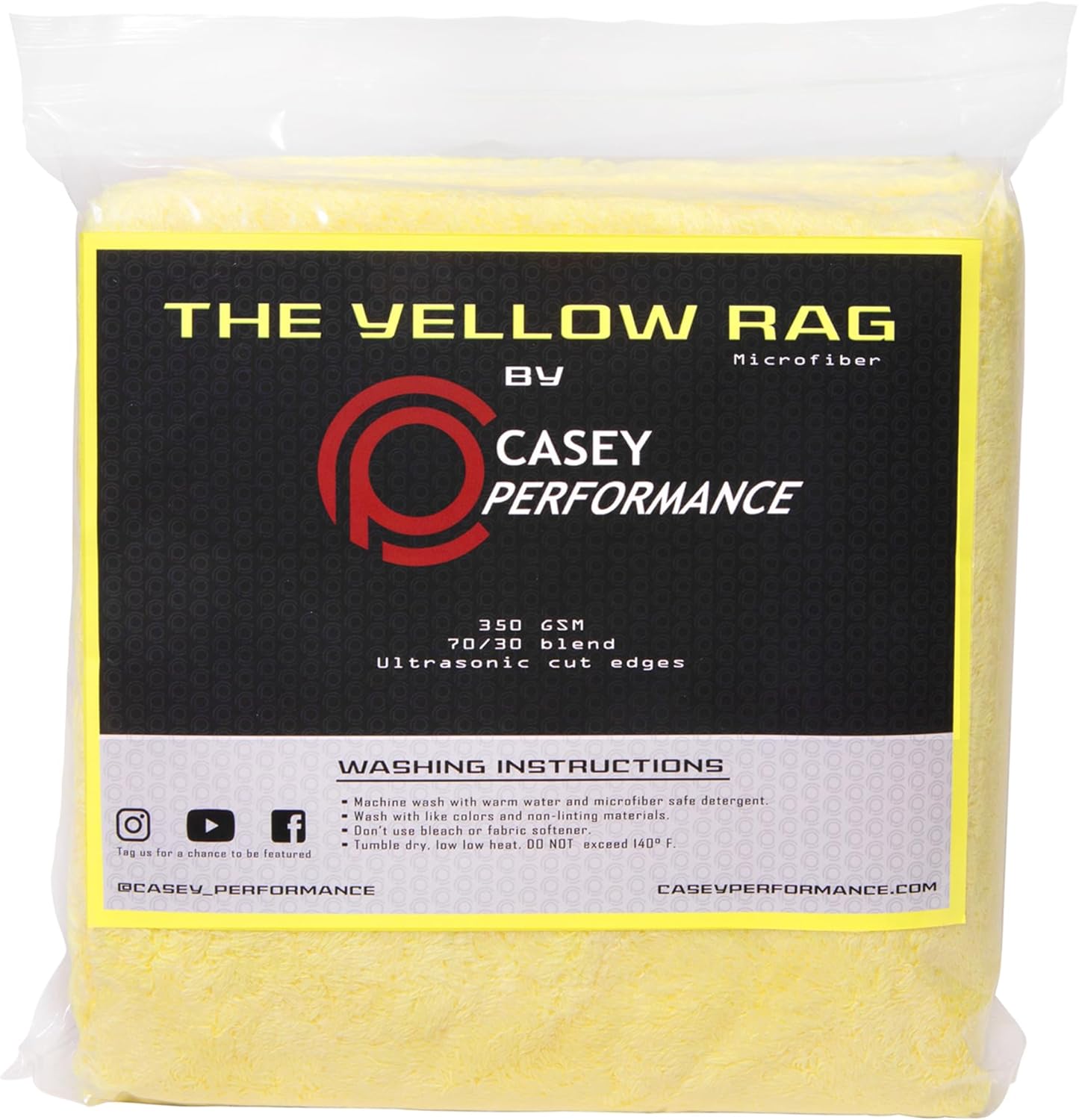 Microfiber Cleaning Cloth - The Yellow Rags, Streak-Free Cleaning Towels for Car Wash and Housekeeping, Ultra-Absorbent with Cut Edges to Avoid Scratches (Pack of 10, 16"x16")