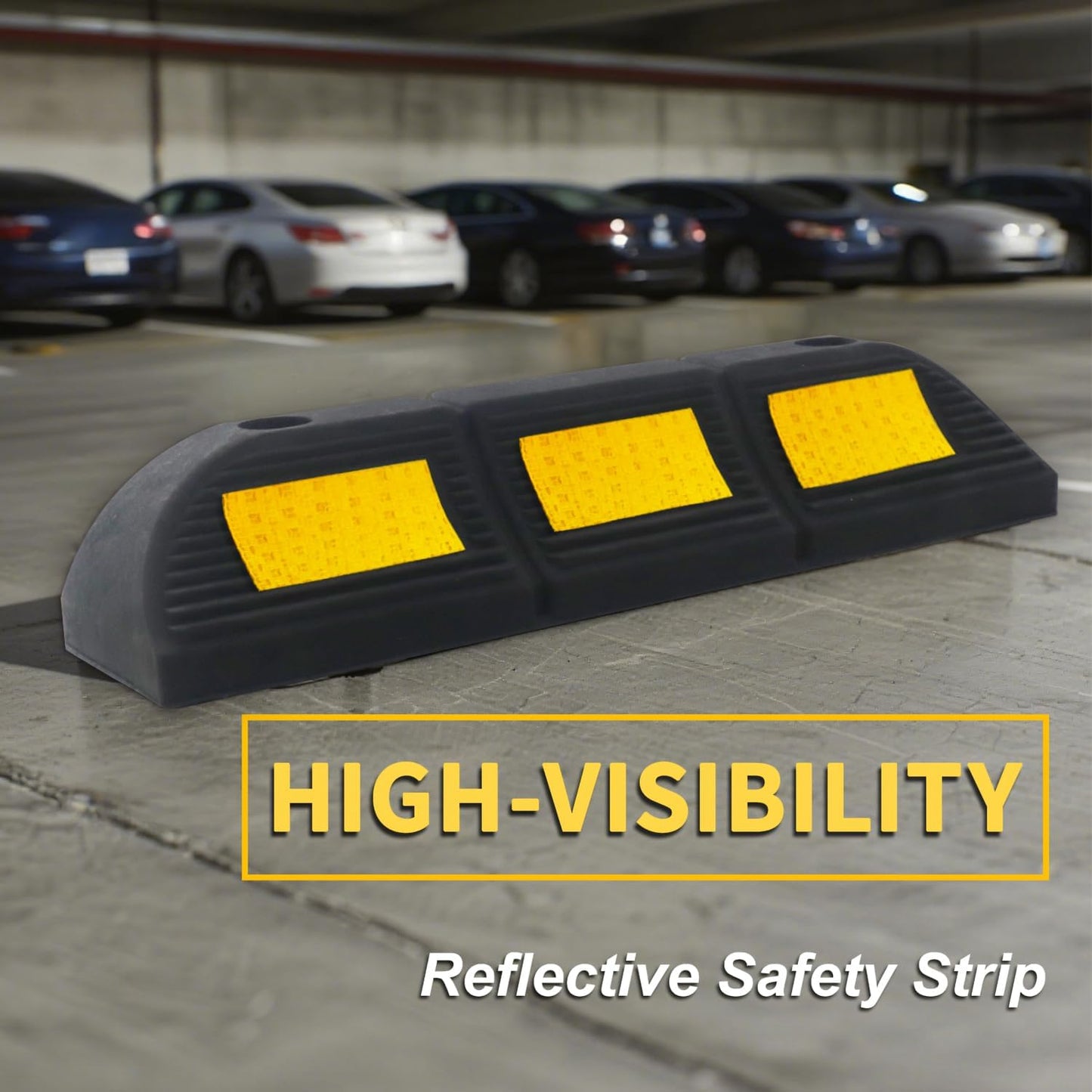 Parking Stopper for Garage Floor, Heavy Duty Rubber Car Wheel Curb Stoppers Bumpers Block for Your Vehicle, Parking Aid Gadgets Tire Stops for Home Garage Wall, Parking Lot & Driveway 1 Pack