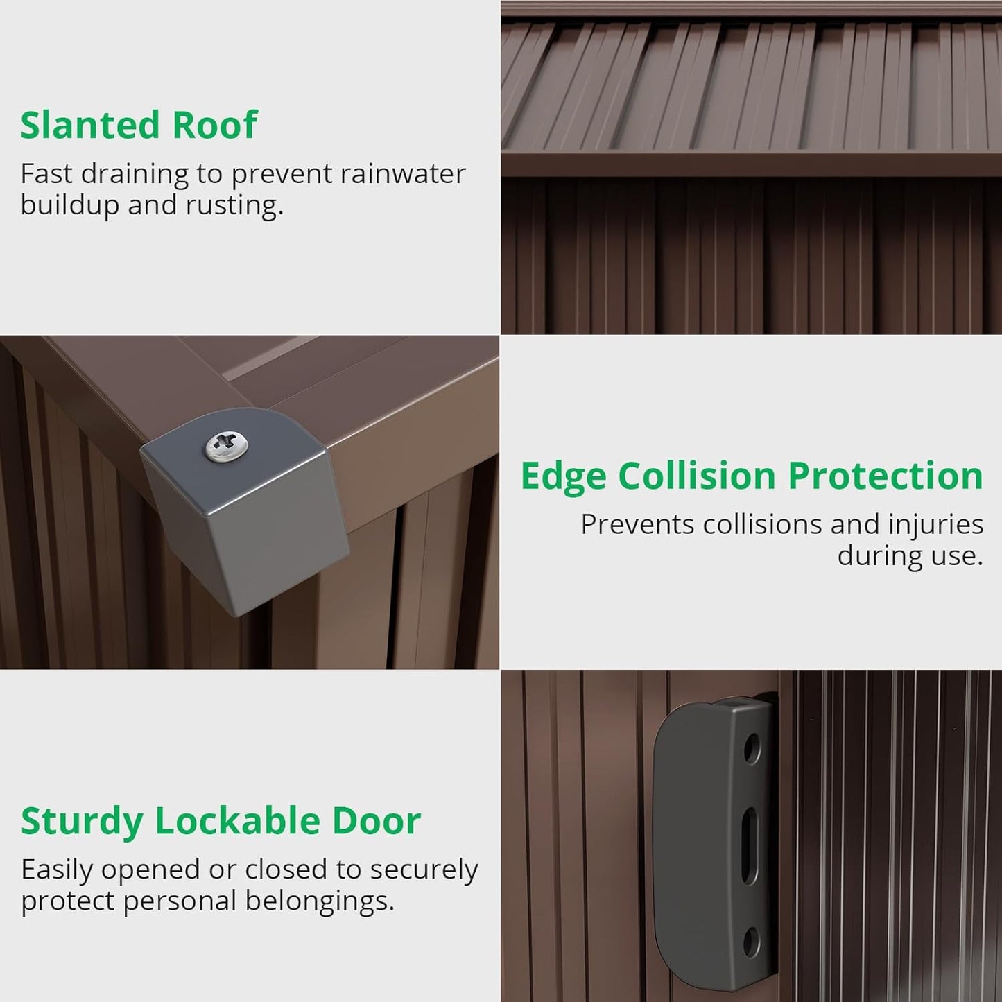 10x10 Ft Brown Metal Outdoor Storage Shed, Large Garden Shed with Sloped Roof & Lockable Door, Backyard Garden Patio Lawn Outdoor Shed for Organising Tools and Equipment in Yard, Garden