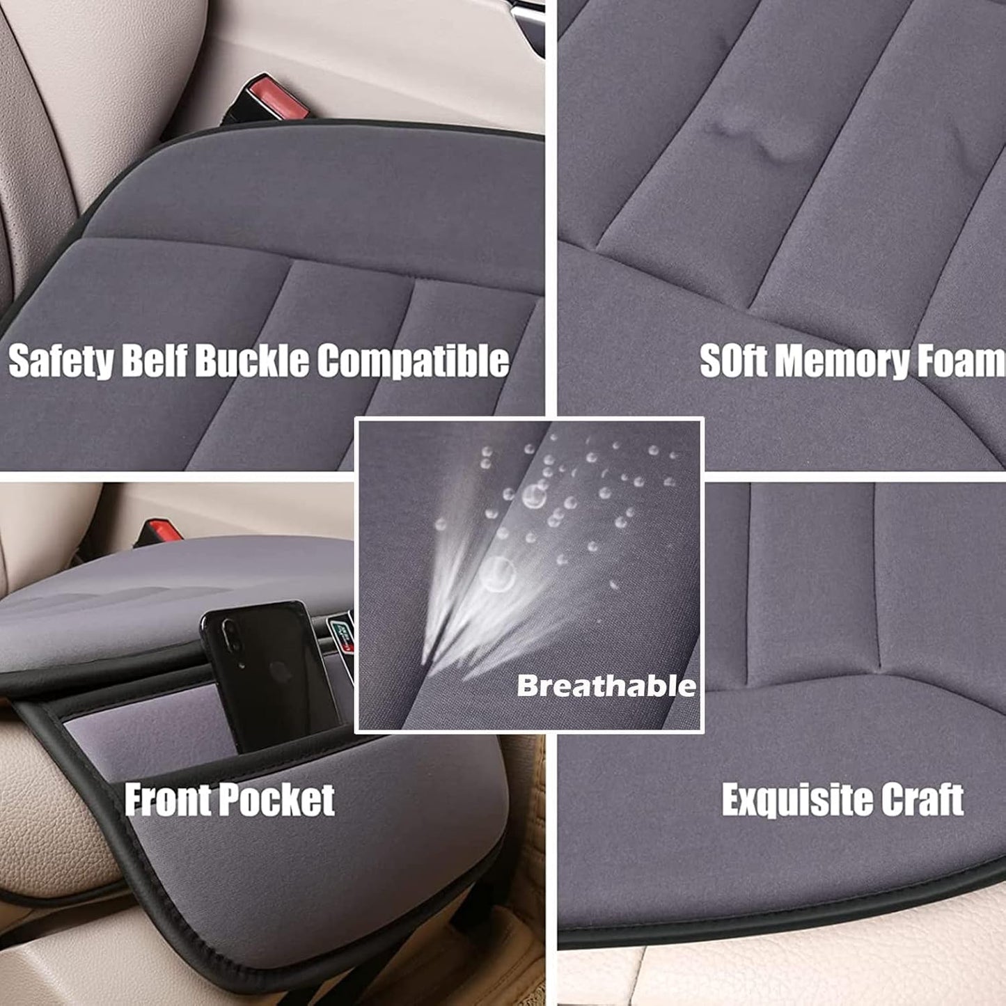 Big Ant Car Seat Cushion Pad Memory Foam Seat Cushion,Pain Relief Memory Foam Cushion Comfort Seat Protector for Car Office Home Use,Gray