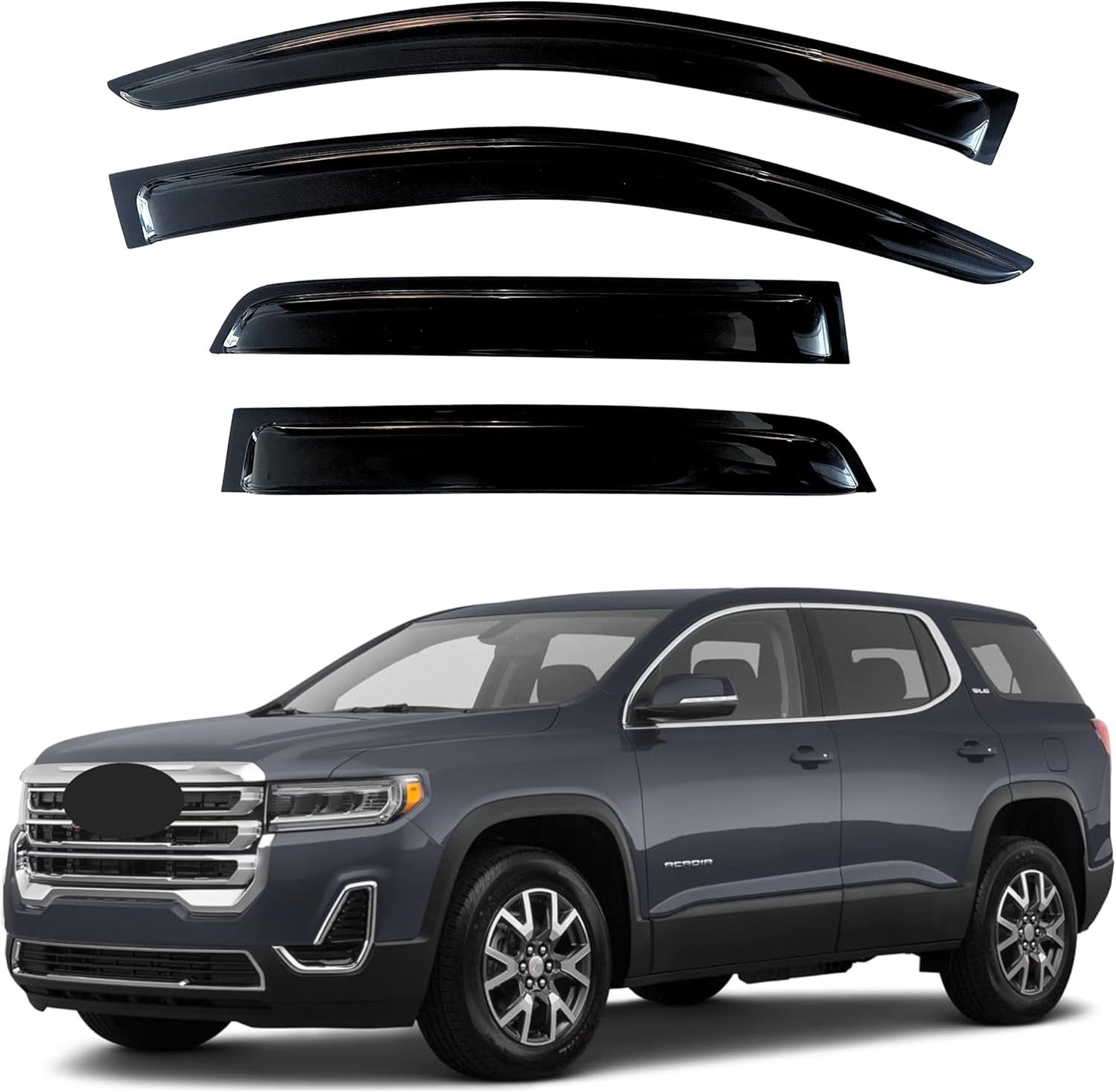 KPY Window Visor Compatible with GMC Acadia 2017-2023, 4PC Rain Guard Side Window Vent Deflectors Tape-On Style, 2017 2018 2019 2020 2021 2022 2023