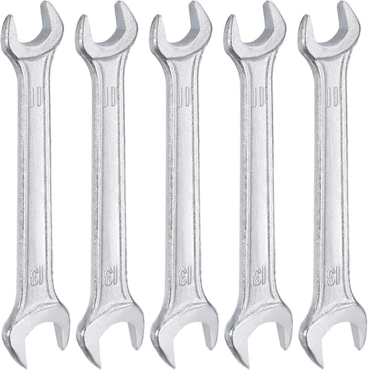 HARFINGTON 5pcs Double Open End Wrench 11mm x 13mm Metric 15 Degree Offset Angle Small Flat Head Wrench Galvanizing Open Ended Spanner for Automotive Repair Furniture Assembly