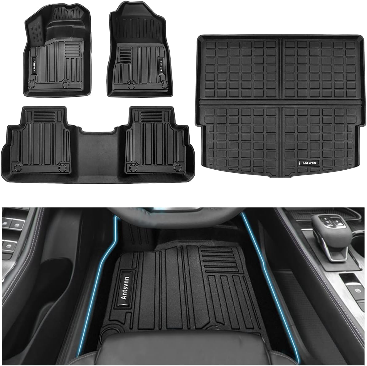 Compatible for 2025 2024 2023 2022 2021 Nissan Rogue Floor Mat Trunk Cargo Liners, All-Weather Rear Trunk Mat Cargo Cover Protector Fit for Rogue 2024-2021 Accessories (No Sport Models)