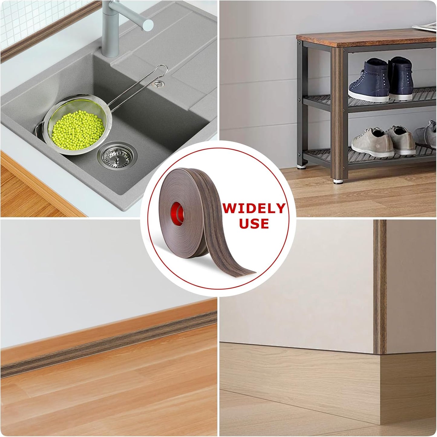 Flexible Wall Corner Protector Moulding Trim Peel and Stick Wall Corner Guards Edge Protector Self Adhesive Molding Trim Strip for Edge Ceiling (Smoked Brown Wood Grain, 1.6 in x 10 Ft)