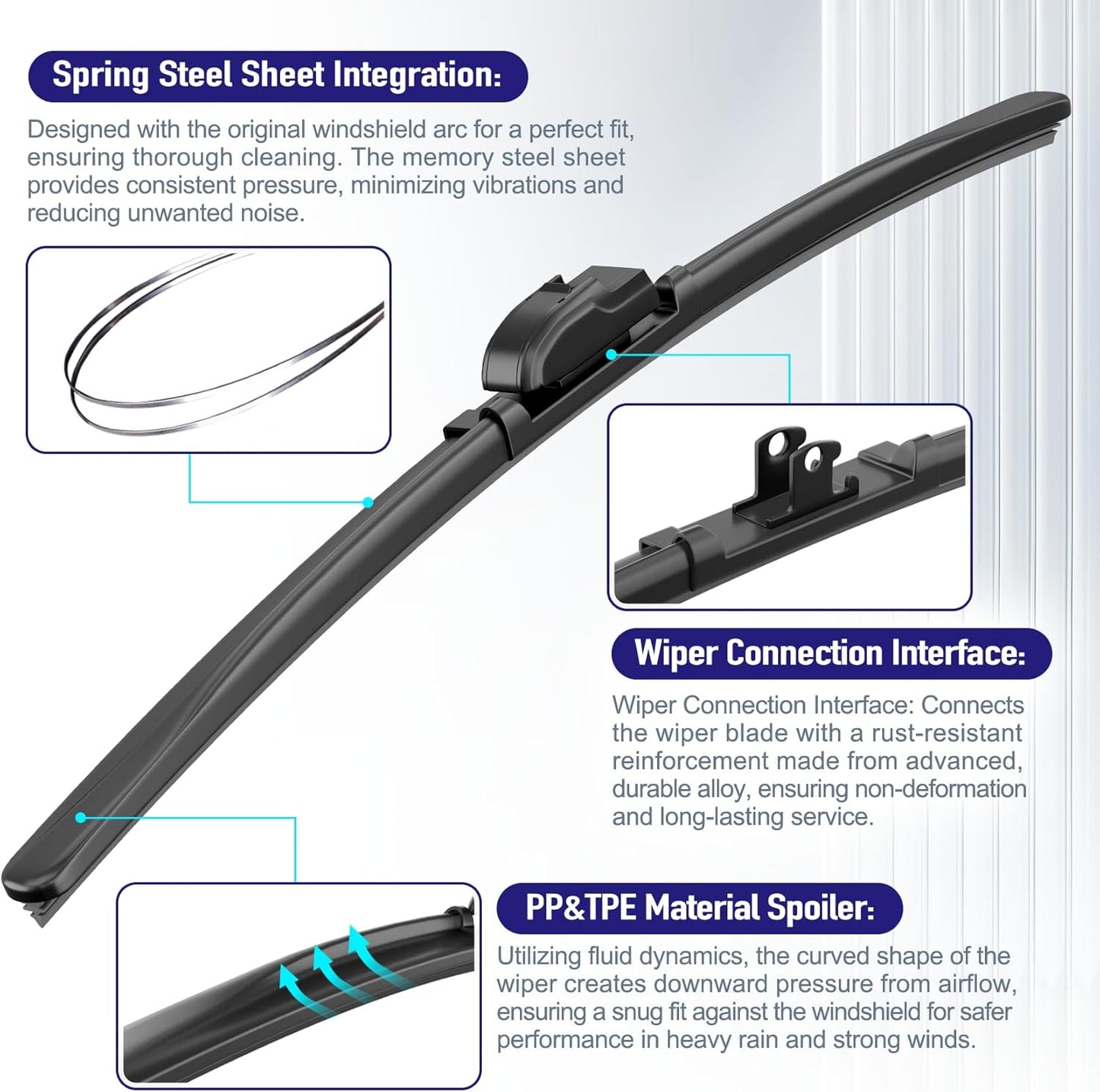 AJK Wiper Blades for Chevrolet Blazer 2019 2020 2021 2022 2023 2024, 2 Piece All Weather OEM Quality Automotive Replacement Windshield Wiper Blades for My Car