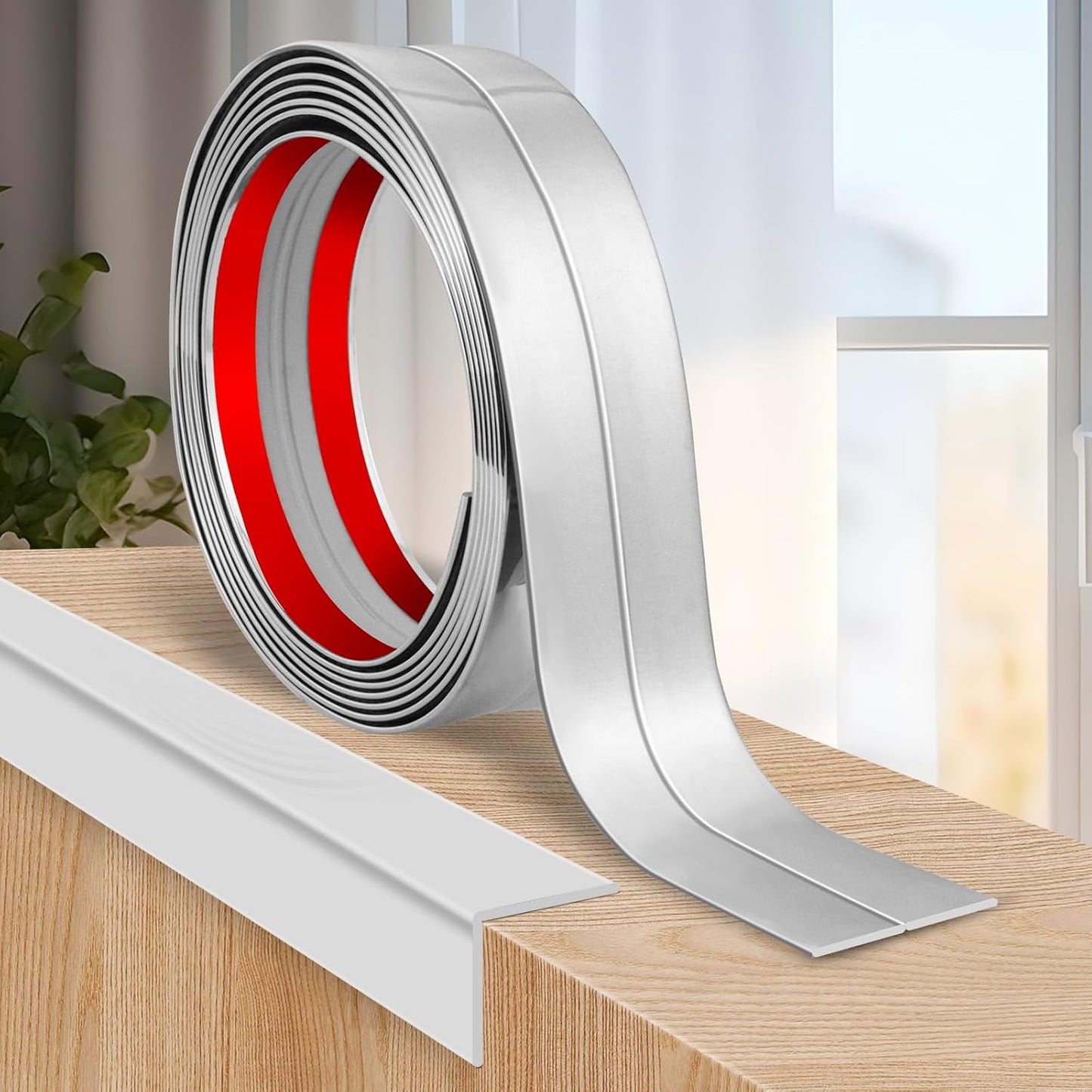 Flexible Wall Corner Protector Moulding Trim Peel and Stick Wall Corner Guards Edge Protector Self Adhesive Molding Trim Strip for Edge Ceiling (Silver, 1.6 in x 10 Ft)