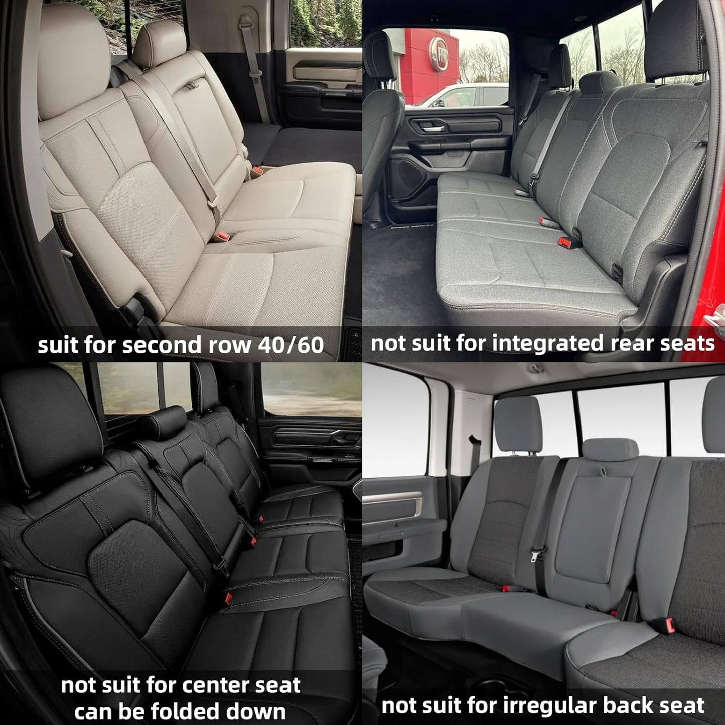 AOMSAZTO Custom Fit Seat Covers for Ram 1500: 2019 2020 2021 2022 2023 2024 2025 Faux Leather Car Seat Covers Full Set Black+Gray