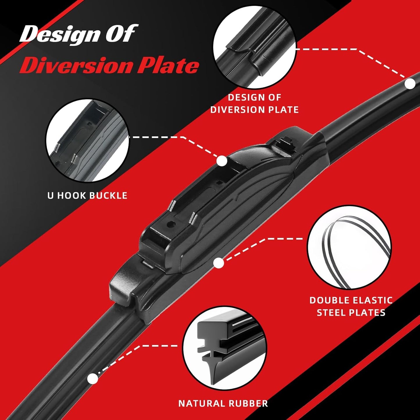 OTUAYAUTO Premium Windshield Wiper Blades - Replacement for Ford Expedition 2018-2023 - Precision Fit, All-Weather Performance, Front and Rear Wiper Blades, J/U Hook - 22"+22"+11" (Pack of 3)