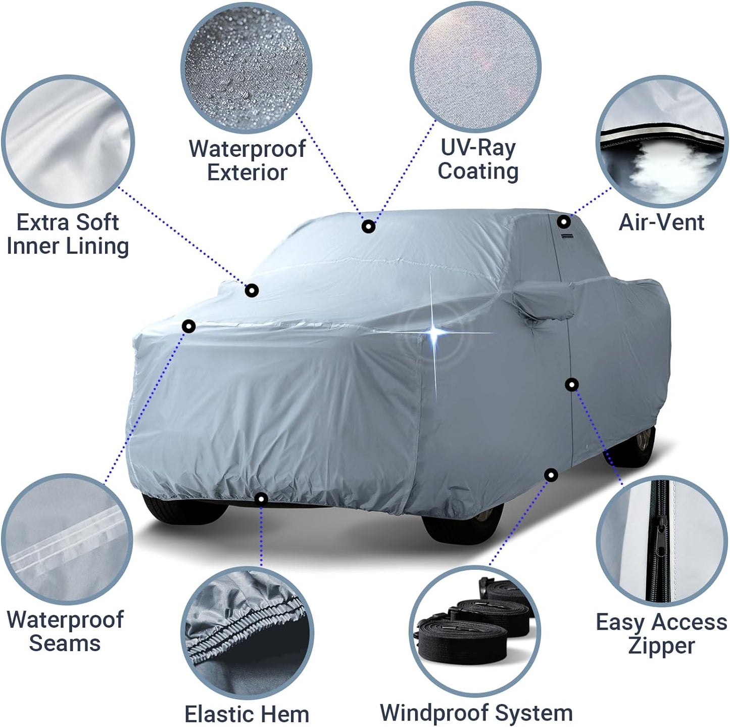 iCarCover Premium Truck Cover Compatible with GMC Sierra 1500 Crew Cab, Short Bed 5.8 ft. Waterproof All Weather Rain Snow Sun UV Protector, Full Exterior Truck Covers [ Fits 2004-2024 ]