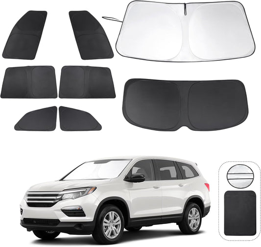 TINGLU Window Shades for Honda Pilot 2016-2025 EX-L Special Edition Elite Black Edition Touring Accessories Car Side Full Windows Rear Windshield Sun Shade Camping Sun UV Rays Privacy Protection 8PCS