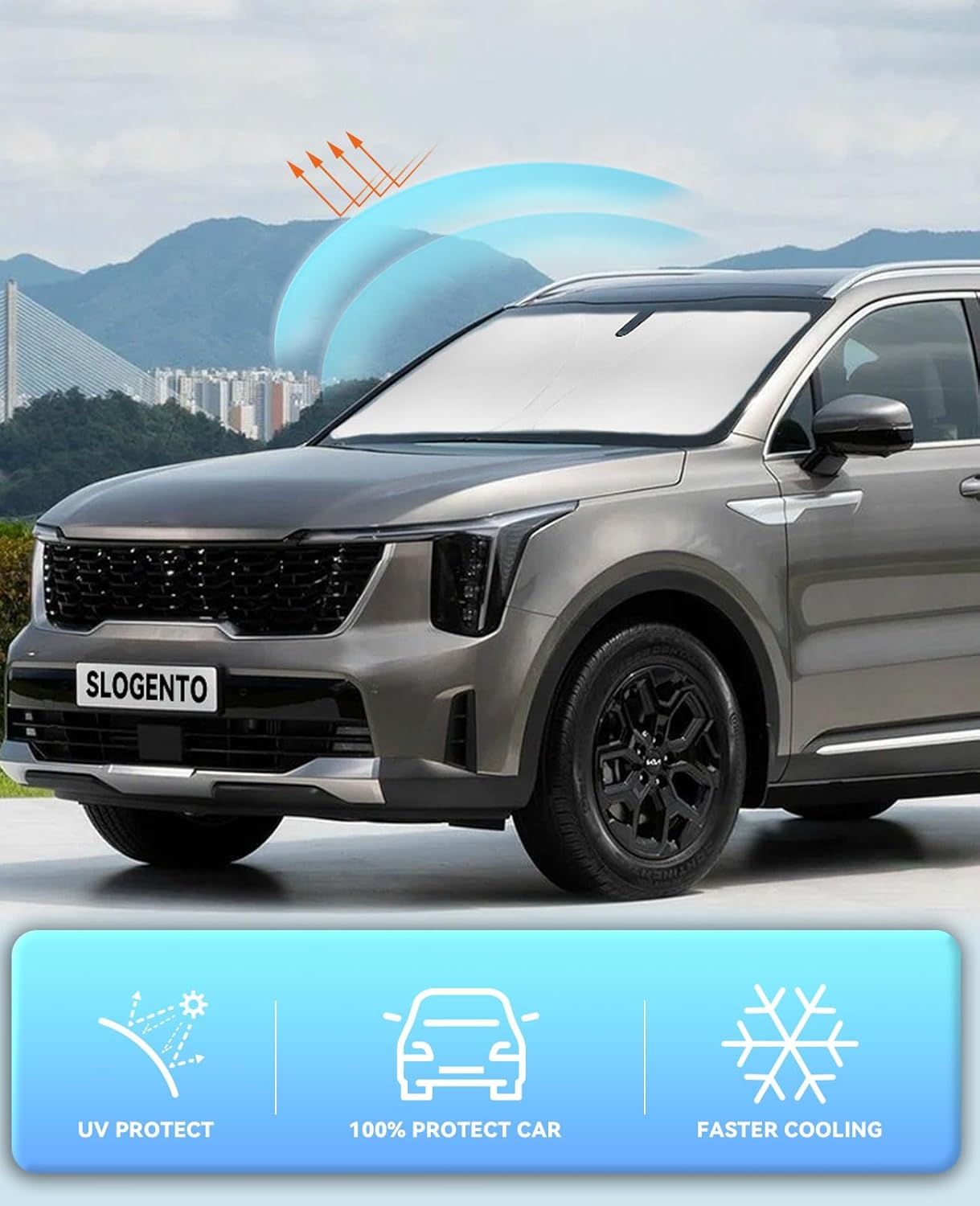 Sun Shade for KIA Sorento Car Windshield Sunshade for 2021-2023 2024 2025 2026 Sorento SUV for Kia Windshield Cover Sun Protector for UV Ray, Sun Blocker Keep Interior Cool Shield Accessories