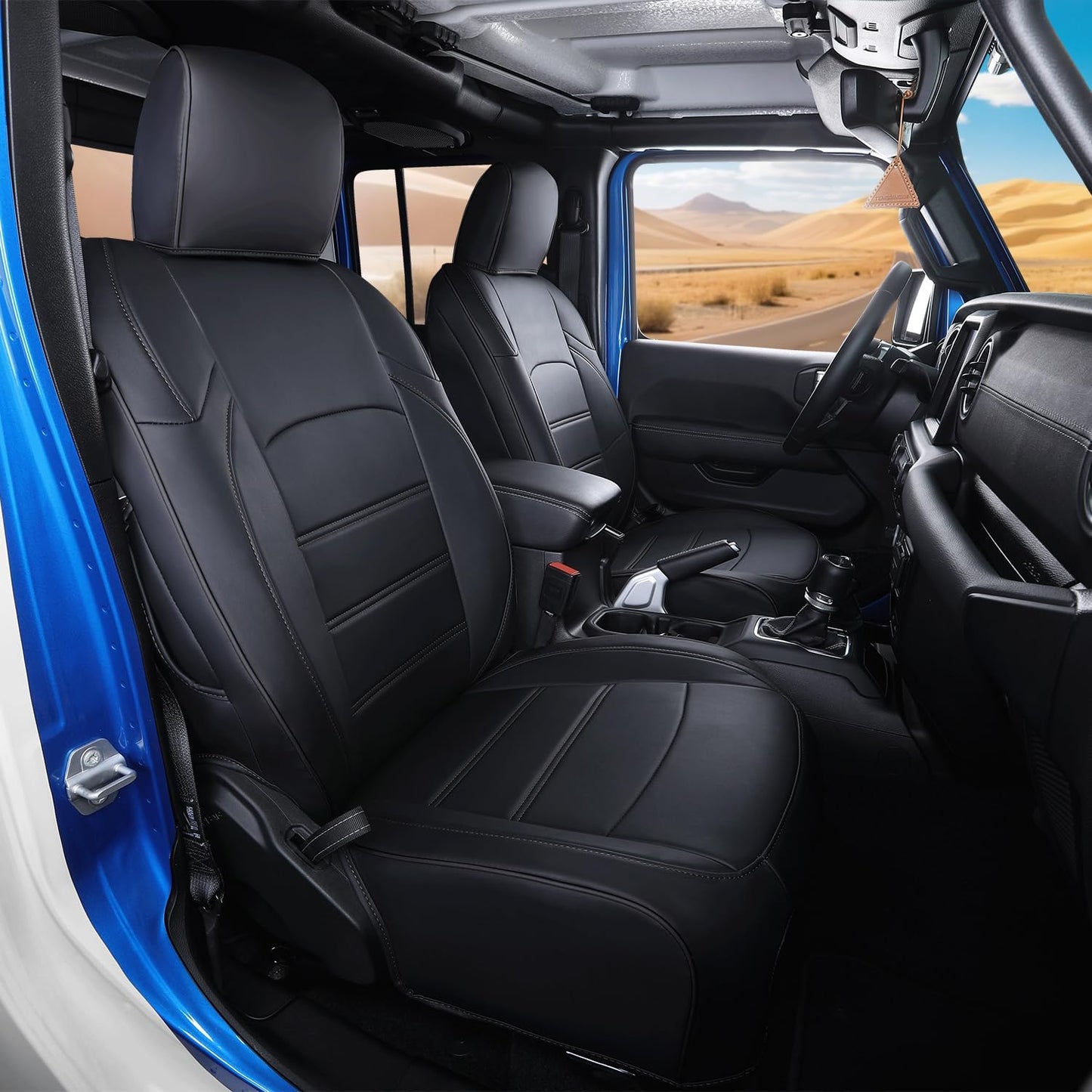 Jeep Gladiator Seat Covers - Premium Quality Faux Leather, Waterproof, Scratch-Resistant, Custom Fit for Jeep Gladiator 2025, 2024, 2023, 2022, 2021, 2020 (Pure Black)