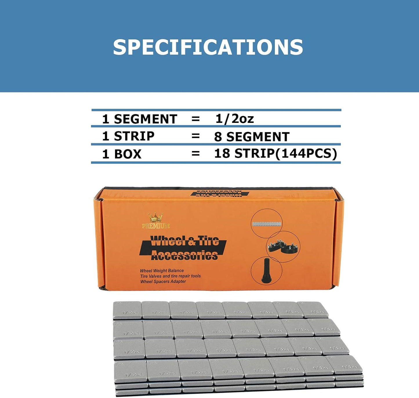 0.5 Oz Stick on Wheel Weights（144pcs,72oz）,1/2 Oz Gray Adhesive Backed Wheel Weights for Cars, Trucks, SUVs, Motorcycles, Low Profile