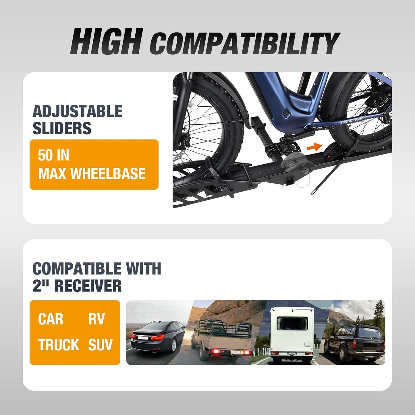 Sole R 1-Bike Rack, Hitch-Mount Platform E-Bike Rack with Ramp, 100 lbs Capacity, Fits Car, SUV, Truck, RV, Van with 2-Inch Receiver and Up to 5-Inch Fat Tires Bicycle