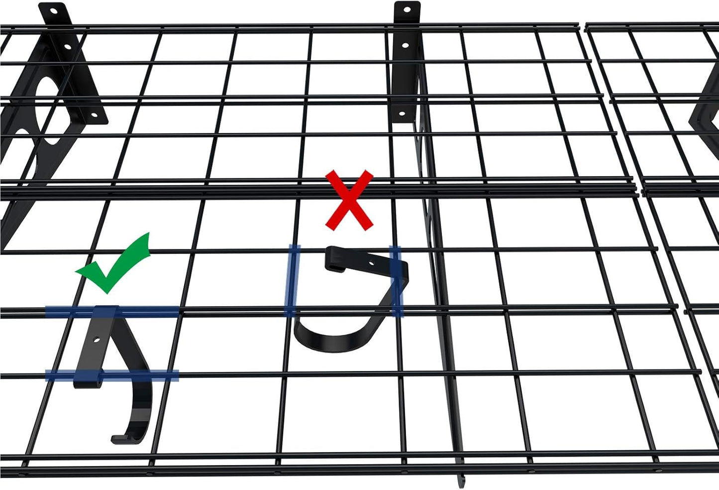 FLEXIMOUNTS 2-Pack 2x6ft Garage Shelving with Hooks 24-inch-by-72-inch Wall Shelf Garage Storage Racks Floating Shelves, Black