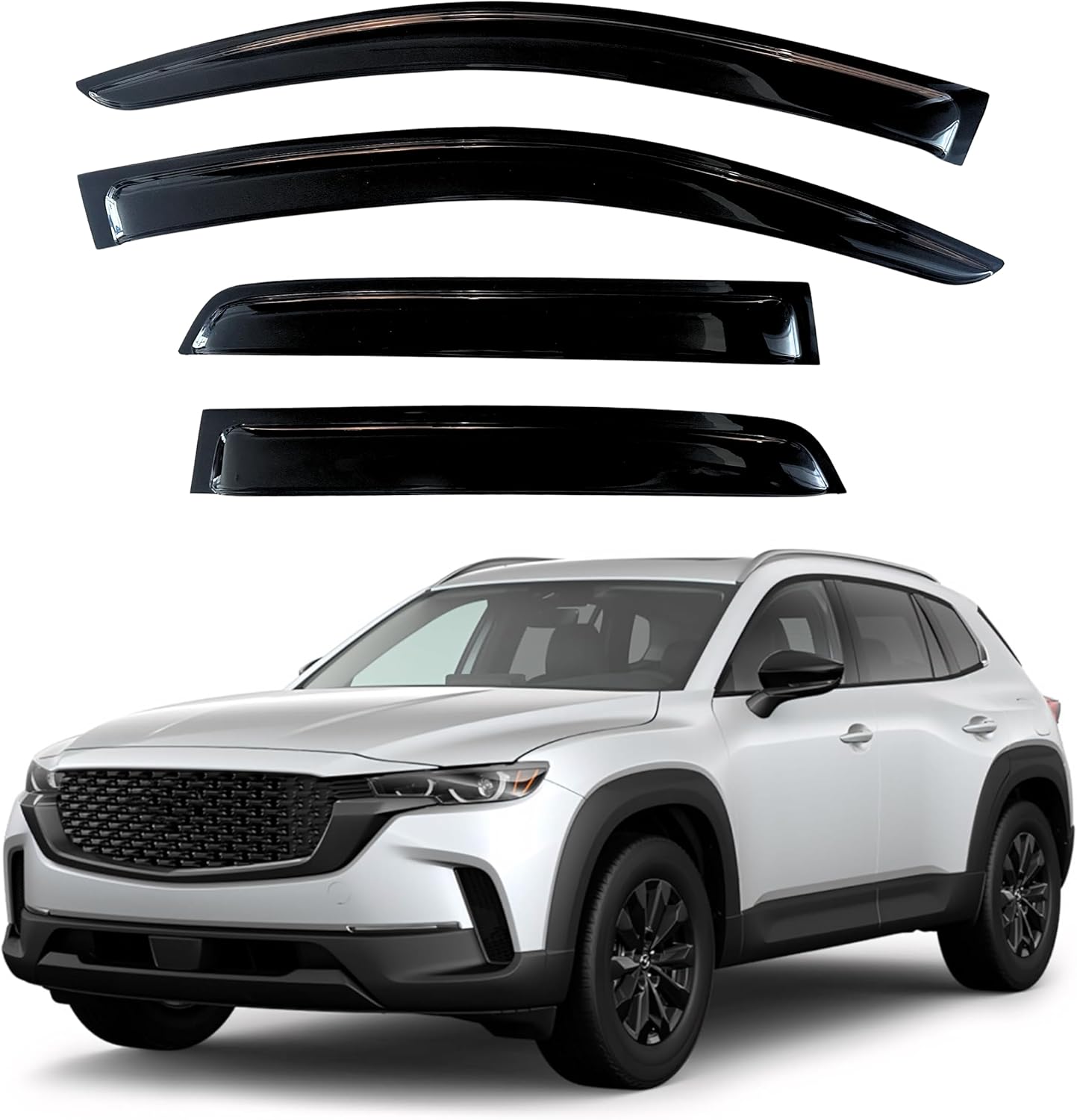 KPY Window Visor Compatible with Mazda CX-50 2023-2024 (CX50), 4PC Rain Guard Side Window Vent Deflectors Tape-On Style, 2023 2024