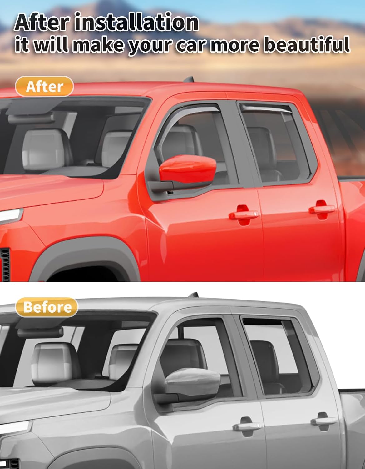 in-Channel Window Rain Guards Fit for Truck Nissan Frontier 2022-2025 Crew Cab Extra Durable Window Deflectors Window Visors Vent Visors Vent Shades Car Accessories-4 pcs Q28