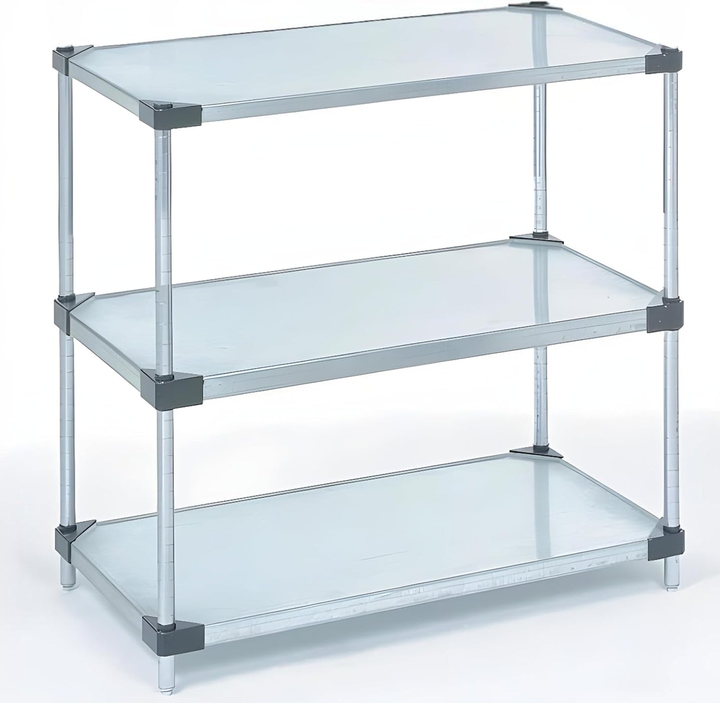 Omega 3-Tier Solid Galvanized Shelves, 18" Deep x 72" Wide x 34" HighHeavy Duty Storage Rack, Shelving Unit, NSF Certified, Ideal for Kitchen Garage Office Restaurant Warehouse 800-lb Capacity